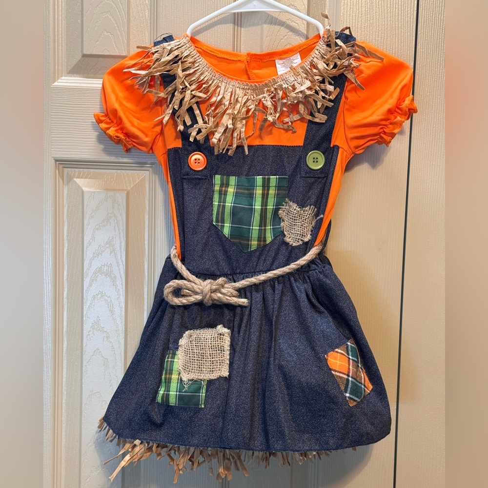 Scarecrow Girl Childs Halloween Costume Dress Size 6-6X Halloween Harvest